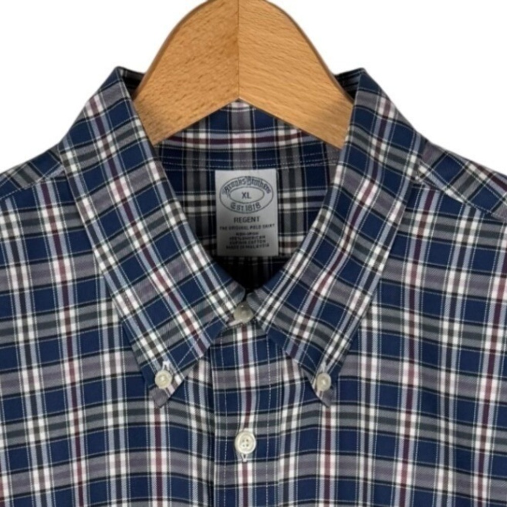 Brooks Brothers Regent Non-Iron Plaid Button Down Shirt Mens XL Supima Cotton